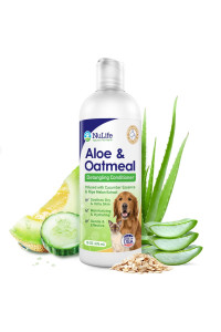 Oatmeal Dog Conditioner for Dry Itchy Skin with Soothing Aloe Vera, Suitable for All Pets, with Cucumber Essence and Ripe Melon Extract, Moisturizes and Detangles Matted Hair, 16 Oz