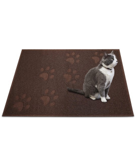 ANDALUS Premium Cat Litter Mat Pack of 2-100% Waterproof with Non-Slip Backing of Litter Box Mat - Soft on Kitty Paws & Easy to Clean Cat Mats for Litter - Brown, Small (15.75 X 11.75)