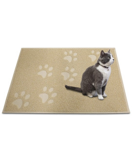 ANDALUS Premium Cat Litter Mat Pack of 1-100% Waterproof with Non-Slip Backing of Litter Box Mat - Soft on Kitty Paws & Easy to Clean Cat Mats for Litter - Beige, Extra-large (35 x 23)