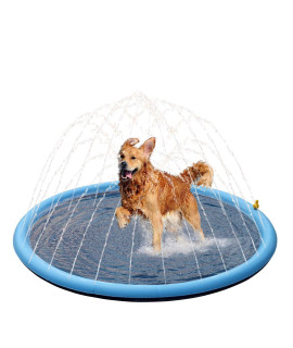 Pet Soft Splash Sprinkler Pad - Thickened Dog Splash Sprinkler Pad for Puppies Durable Pet Swimming Bathtub Pool, Summer Fun Water Toys for Dogs 59''