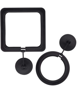 OIIKI 2 Pack Fish Feeding Ring, Aquarium Fish Floating Food Feeder, Square Shape with Suction Cup(Black)