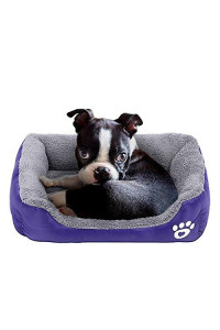 PowerKing Dog beds for Small Dogs, Square Pet Bed Dog Bed Mattress Washable Soft Pads with Waterproof Bottom -23.6''x 16''x 5''-Purple