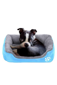 PowerKing Dog beds for Small Dogs, Square Pet Bed Dog Bed Mattress Washable Soft Pads with Waterproof Bottom -23.6''x 16''x 5''-Blue