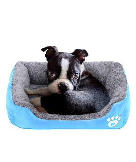 PowerKing Dog beds for Small Dogs, Square Pet Bed Dog Bed Mattress Washable Soft Pads with Waterproof Bottom -23.6''x 16''x 5''-Blue