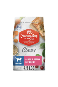 Chicken Soup for the Soul Pet Food - Adult Dry Cat Food, Salmon & Brown Rice Recipe, 4.5 lb. Soy, Corn & Wheat Free, No Artificial Flavors or Preservatives