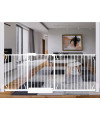 HOOEN Extra Wide Baby Gate for Doorways Stairs White Pressure Mounted Baby Gate Walk Through Child Gates for Kids or Pets Indoor Safety Gates 71.5-76.38 Inch