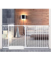 HOOOEN Extra Wide Baby Gate for Doorways Stairs Living Room Pressure Monuted Walk Through Safety Gate for Kids or Pets Dogs 62 Inch to 67 Inch Wide with Extensions