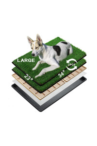 MEEXPAWS Dog grass Pee Pads for Dogs with Tray, Large Size 34 by 23 in, 2 Dog Artificial grass Pads, Indoor Dog Litter Box