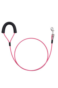 AMOFY 5 ft Dog Tie Out Cable Leash with Coated Steel Cable and Soft Padded Handle Dog Leashes for Medium Dog (Pink)