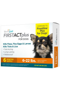 FirstAct Plus Flea and Tick Prevention for Small Dogs 6-22 lbs, 6 Monthly Treatments, Topical Drops