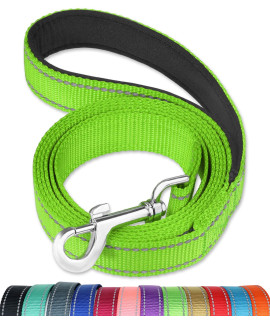 FunTags 6FT Reflective Dog Leash with Soft Padded Handle for Training,Walking Lead for Large & Medium Dog,1 Inch Wide,Green