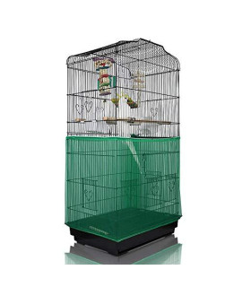 ASOcEA Extra Large Bird cage Seed catcher Seeds guard Skirt Birdcage Nylon Mesh Netting Parrot Parakeet Lovebirds Round Square cage - green (Not Include Birdcage)