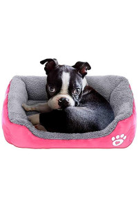 PowerKing Dog beds for Small Dogs, Square Pet Bed Dog Bed Mattress Washable Soft Pads with Waterproof Bottom -23.6''x 16''x 5''- Pink