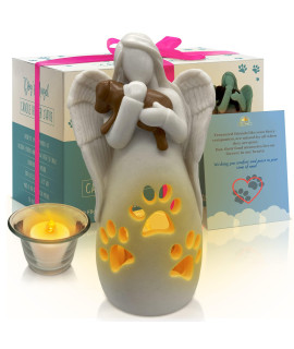 OakiWay Dog Memorial Gifts - Dog's Angel Candle Holder Statue w/Flickering Led Candle - Pet Loss Gifts, Dog Lovers Gifts for Women, Sympathy Gift Ideas for Loss of Dog, Angel Figurines Dog Decor