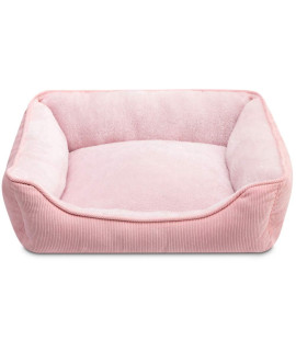 Hollypet Rectangle Plush Dog Bed Cat Bed Self-Warming Pet Bed, Pink