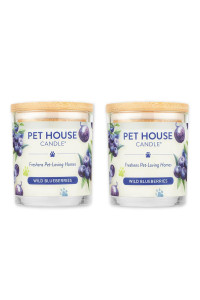 One Fur All, Pet House Candle-100% Plant-Based Wax Candle-Pet Odor Eliminator for Home-Non-Toxic and Eco-Friendly Air Freshening Scented Candles-Odor Eliminating Candle-(Pack of 2, Wild Blueberries)