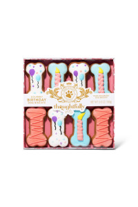 Thoughtfully Pets, Dog Birthday Cookie Gift Set, Hand Decorated Crunchy Dog Treats in Bone Shapes, Great for Dog Birthdays, Set of 8