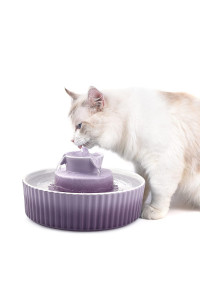 VinDox 360 Ceramic Cat Fountain, 2.1L Pet Drinking Fountain for Cat and Dog, Cat Fountain Porcelain, Cat Water Dispenser with Activated Carbon Filter and Sponge Foam Pre-Filter (Purple)