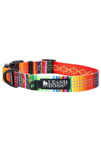 Leashboss Patterned Reflective Dog Collar, Pattern Collection, Colorful Dog Collar with Triple Reflection Threads for Small, Medium and Large Dogs (Large 16.5-25 Neck x 1 Wide, Blanket Pattern)