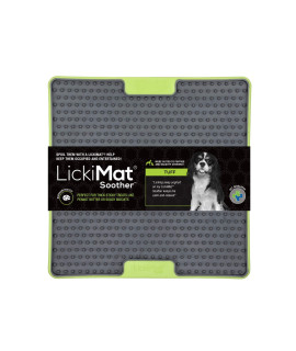 Lickimat Tuff, Heavy-Duty Soother, Dog Slow Feeder Lick Mat, Boredom Anxiety Reducer; Perfect for Food, Treats, Yogurt, or Peanut Butter, Fun Alternative to a Slow Feed Dog Bowl, Green