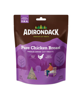 Adirondack Pet Food Adirondack Grain Free Cat Treats Made in USA Only (Single Ingredient, Freeze Dried Cat Treats), Pure Chicken Breast, 1.1 oz. Resealable Bag