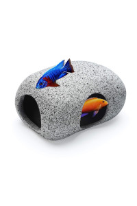 Aquarium Hideaway Rocks for Small Fishes, Shrimps to Breed, Play and Rest, Safe and Non-Toxic Ceramic Fish Tank Ornaments, Hideout Stone for Betta