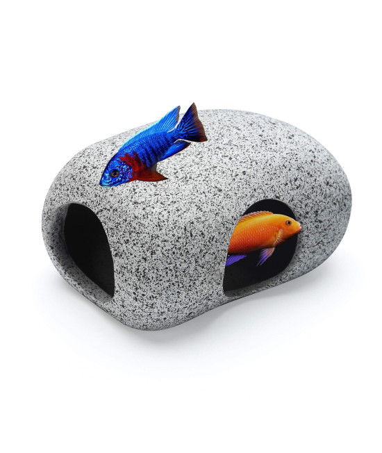 Aquarium Hideaway Rocks for Small Fishes, Shrimps to Breed, Play and Rest, Safe and Non-Toxic Ceramic Fish Tank Ornaments, Hideout Stone for Betta