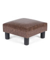 Joveco Ottoman Footrest Stool Small PU Leather Square Footstool (Brown 1)