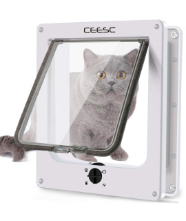 CEESC Extra Large Cat Door (Outer Size 11.6 x 9.8), Rotary 4 Way Locking Cat Door for Interior Exterior Doors, Weatherproof Pet Door for Cat & Doggie with Circumference < 24.8,Upgraded Version