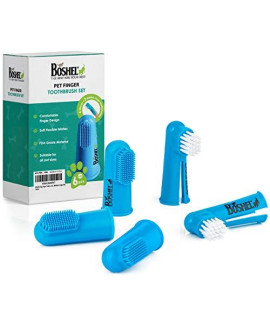 BOSHEL 8 Pc Finger Toothbrush for Dogs - Dog Toothbrush Kit Includes 6 Silicone Bristle + 2 Nylon Bristle Dog Finger Toothbrushes - Cat Toothbrush for Small & Large Pet - Dog Tooth Brush Oral Care Kit