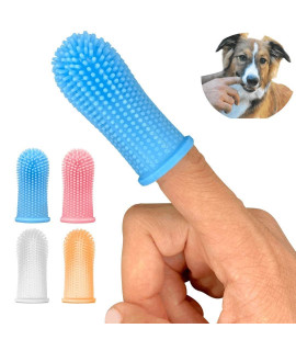 Jasper Dog Toothbrush - 360? Finger Tooth Brush Kit Ergonomic Design, Full Surround Bristles for Easy Teeth Cleaning, Dental Care for Puppies, Cats and Small Pets, 4-Pack Multi-Colored
