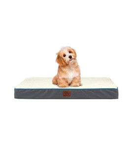 SunStyle Home Orthopedic Foam Dog Bed for Small & Medium Dogs Up to 50lbs with Waterproof Removable Cover, Mattress Pet Mat Bed for Dogs & Cats - Orthopedic Egg Crate Foam Platform, Grey