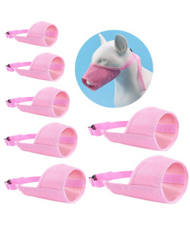 JYHY Dog Muzzles Suit - 7PCS Dog Muzzles Adjustable Quick Fit pet Muzzle Prevent from Biting Barking and Chewing for Small Medium Large Dogs,Pink