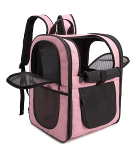 Apollo Walker Pet Carrier Backpack for Large/Small Cats and Dogs, Puppies, Safety Features and Cushion Back Support for Travel, Hiking, Outdoor Use (Pink)