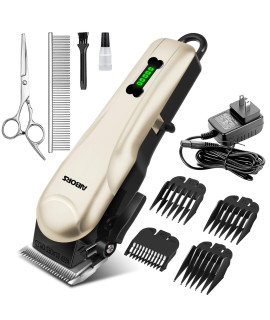AIBORS Dog Clippers for Grooming for Thick Coats, Low Noise Cordless Professional Heavy Duty Dog Grooming Kit, Pet Hair Grooming Clippers,Dog Shaver for Small Large Dogs Cats Pets (Gold)