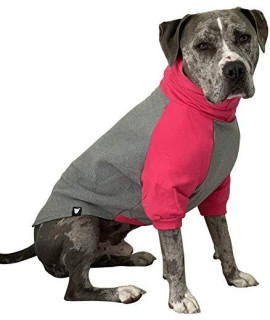 Tooth & Honey Large Dog Sweater/Pitbull/Large Dog Sweater Dog Sweatshirt/Hot Pink & Grey (XX-Large)