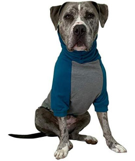 Tooth & Honey Large Dog Sweater/Pitbull/Large/Medium/X Large Dog Sweater Dog Sweatshirt/Teal & Grey (XX-Large)