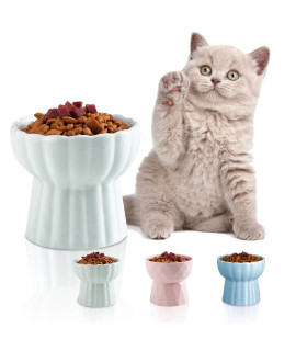 Jemirry Raised Cat Food Bowl, Elevated Ceramic Cat Dishes Bowls for Kitty Feeding Stress Free -Green