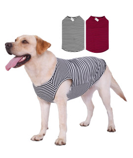 Dog Shirts Cotton Striped T-Shirts, Breathable Basic Vest for Puppy and Cat, Super Soft Stretchable Doggy Tee Tank Top Sleeveless, Fashion & Cute Color for Boys and Girls (XXXL, Black+Red)
