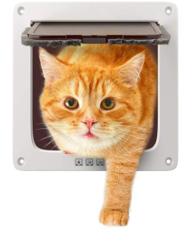 Sailnovo Cat Flap Dog Flap 4-Way Magnetic Closure for Cats and Small Dogs - Dog Door Cat Door Pet Flap 19 x 20 x 2.1 cm (S, White)