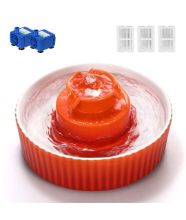 Cupcake Cat Water Fountain Porcelain, Cat Fountain for Dog and Cat (Orange)