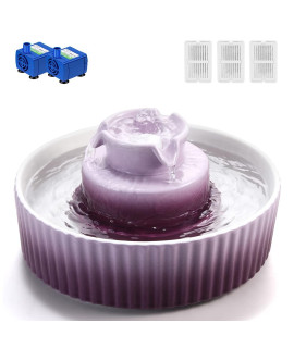 Cupcake Cat Water Fountain Porcelain, Cat Fountain for Dog and Cat (Purple)