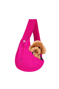 FDJASGY Small Pet Sling Carrier-Hands Free Reversible Pet Papoose Bag Tote Bag with a Pocket Safety Belt Dog Cat for Outdoor Travel Rose Red