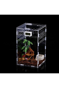 Insect Feeding Box, 12x12x20cm Acrylic Reptile Feeding Box Transparent Reptile Pet Breeding case for Spide, Lizard, Scorpion, centipede, Horned Frog, Beetle