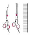 Petsvv 3 pack Dog Grooming Scissors with Safety Round Tip, Perfect Stainless Steel Up-Curved Grooming Scissors Thinning Cutting Shears with Pet Grooming Comb for Dogs and Cats