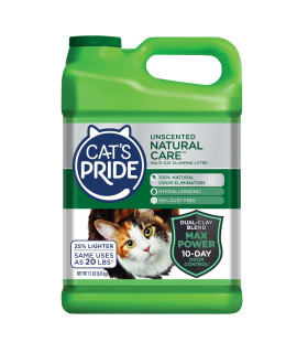 Cat's Pride Max Power: Natural Care - Up to 10 Days of Powerful Odor Control - 100% Natural Odor Elimination - Hypoallergenic - 99% Dust Free - Multi-Cat Clumping Litter, Unscented, 15 Pounds