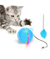 WWVVPET Interactive Cat Toys Ball with LED Light & Catnip, Upgraded Ring Bell Feather Pet Toy, Auto Spinning Smart Cat Ball Toy, USB Rechargeable Stimulate Hunting Instinct Kitty Funny Chaser Roller