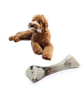PETSLA Dog Chew Toys for Aggressive Chewers Large Breed Indestructible Hard Nylon Dog Bone Toy Durable Dog Chew Toy Dog Teething Toy for Large Medium Small Dogs (Marrow Shape, Medium (Pack of 1))