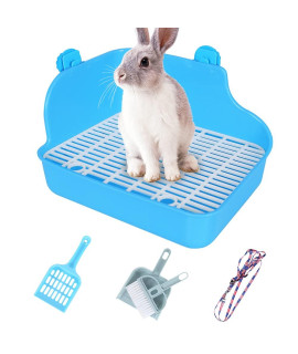 Hptmus Rabbit Litter Box - Turquoise Corner Litter Box Rectangular Pet Litter Box Bunny Accessories Plastic Litter Box for Small Animals