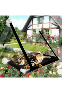 Cat Window Perch, Cat Hammock Window Seat, Perfect Window Sunny Seat Durable Big Pet Perch of Cats Hammock for Climbing Wall Cats, Space Saving and Safety Design, Cat Accessories (Black)